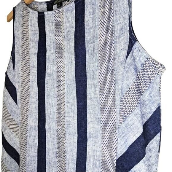 For Cynthia Linen Blend Striped Dress Small - Picture 2 of 4